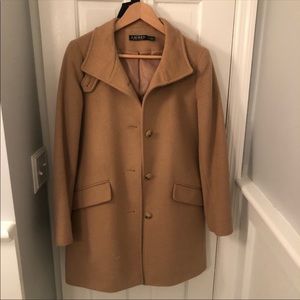 Ralph Lauren Single Breasted Reefer Coat - Camel
